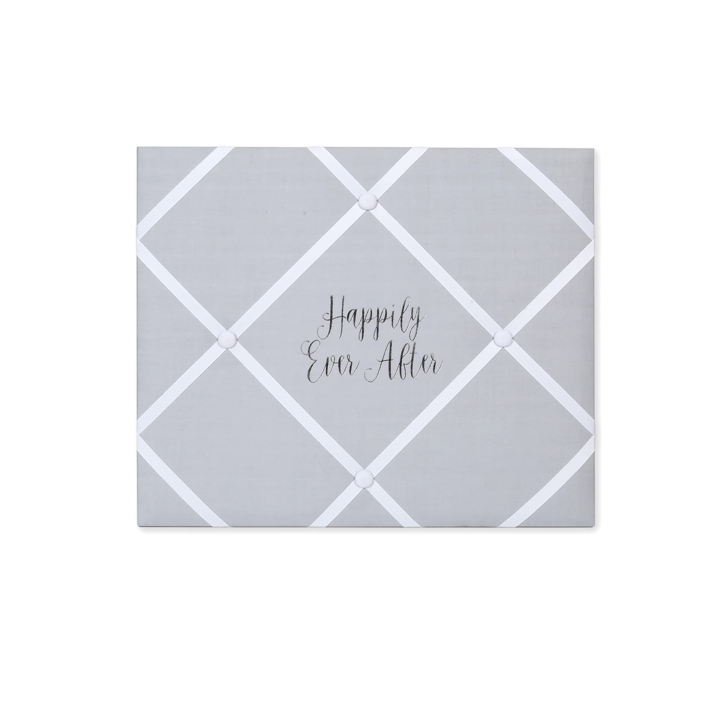 Haven Home Decor MEMO Happily Ever After 19' X 16' French Memo & Photo Board, Gray Linen Fabric, 19