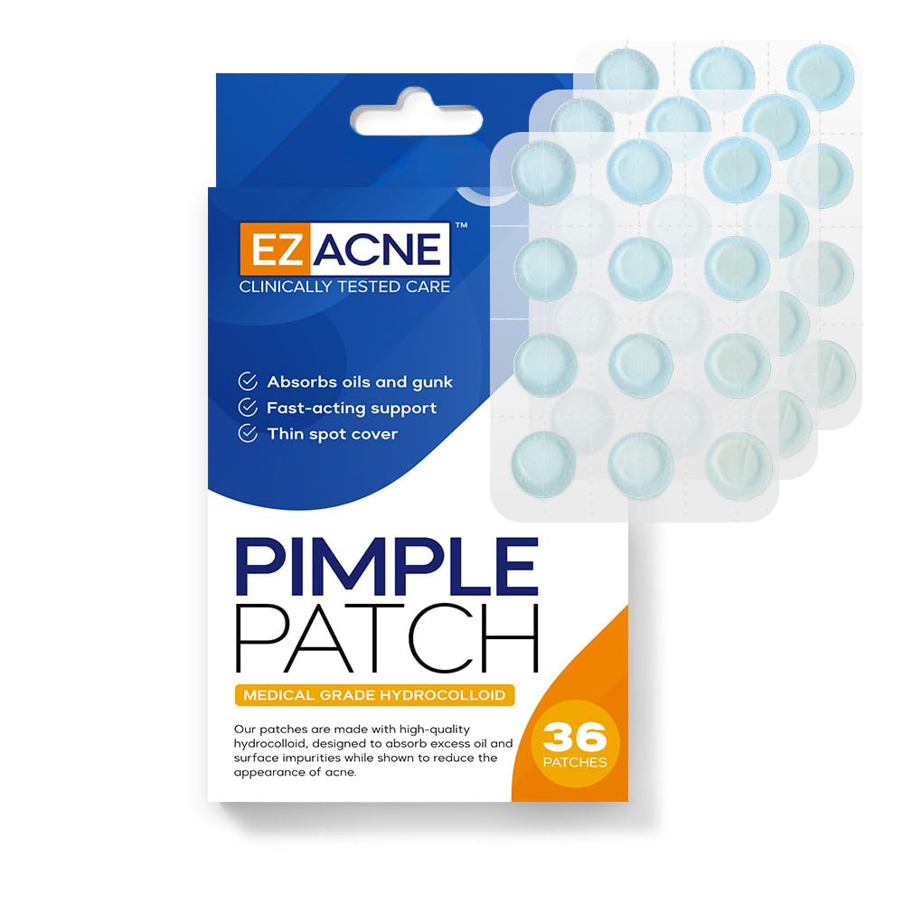 EZACNE Pimple Patches for Face - Thin Hydrocolloid Acne Patches for Zits and Blemishes Spot Treatment Stickers for