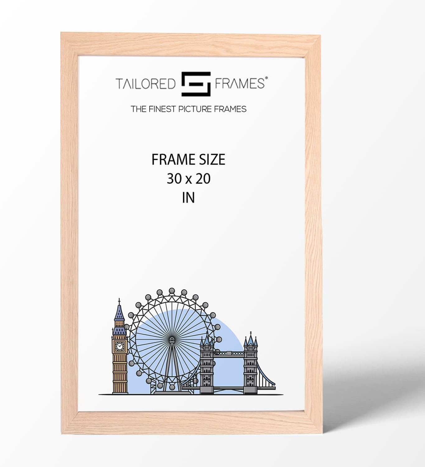 Tailored Frames Natural Oak Wood 30″ x 20″ Single Picture Frames Wall
