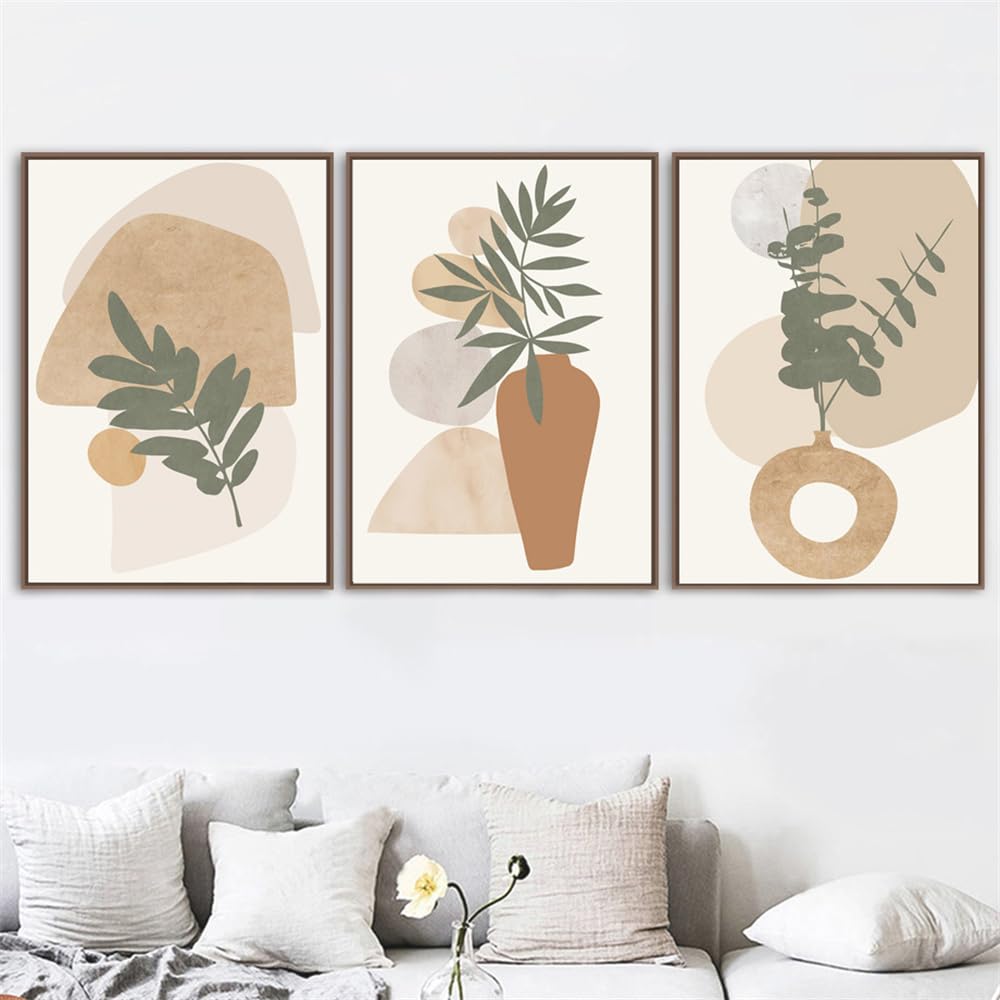 WBYZAC Botanical Posters-Vase Leaf Abstract Botanical Moon Boho Posters Wall Art Pictures Nordic Living Bedroom Kitchen Room Decor Prints Canvas Painting-60 * 70cm*3PCS (No Frame)
