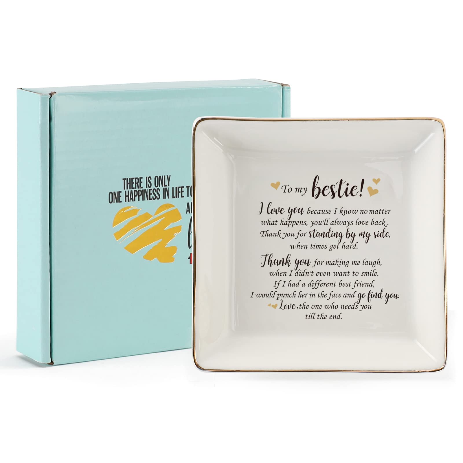 HOME SMILE Ceramic Ring Dish Jewelry Tray for Mom Sister Friends