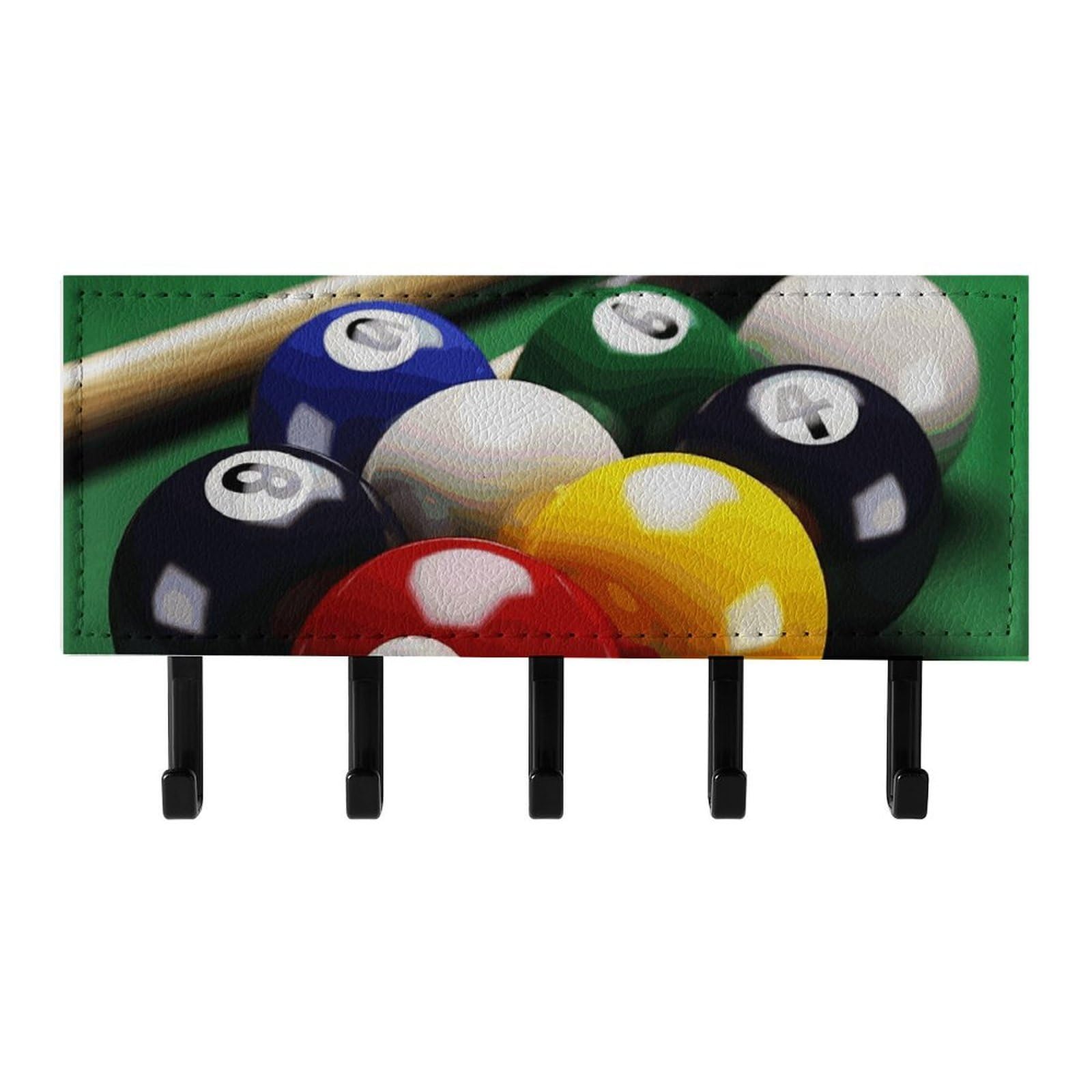 QMNLKH Billiards Wall Mounted Key Rack for Home, No Drilling Key Holder with 5 Hooks, Self Adhesive Keys Chain Organizer for Hallway, Keys Hanger Shelf for Office, Doorway Black