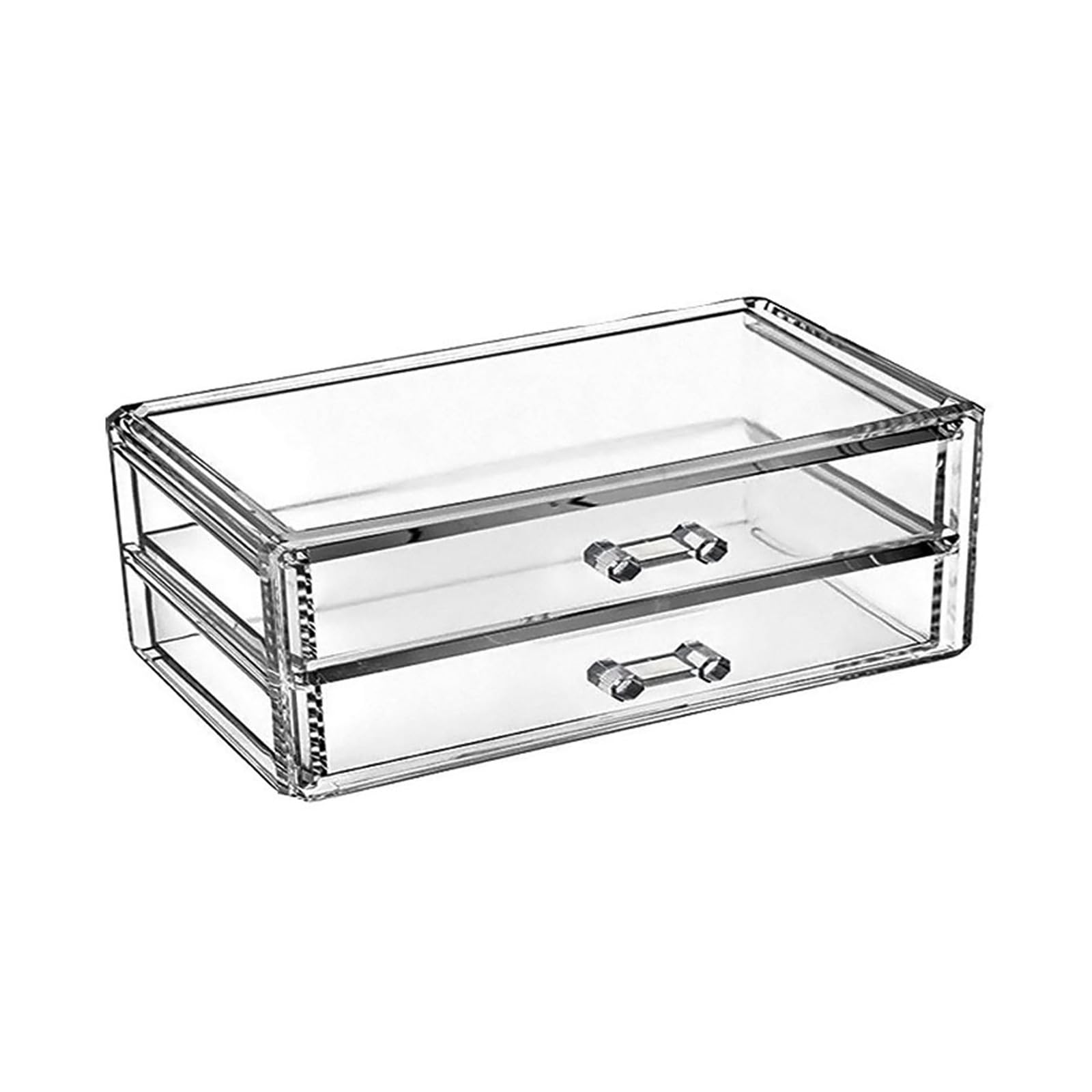 YWLUUOO Dustproof Acrylic Cosmetic Organizers 2 Tiers Drawer Storage Box for Makeup Jewelry and Beauty Supplies Storage Dustproof Drawer Jewelry Box