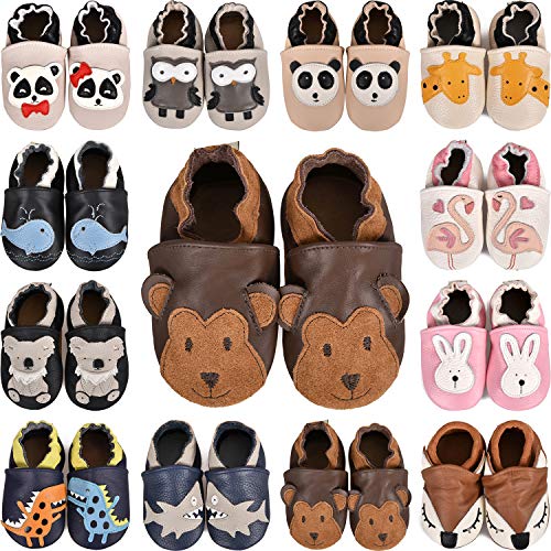 Zapatos de Cuero Suave para beb�s Sandalias para ni�os y ni�as Ni�os Primeros Pasos Antideslizante Ni�o 0-6 Meses hasta 24