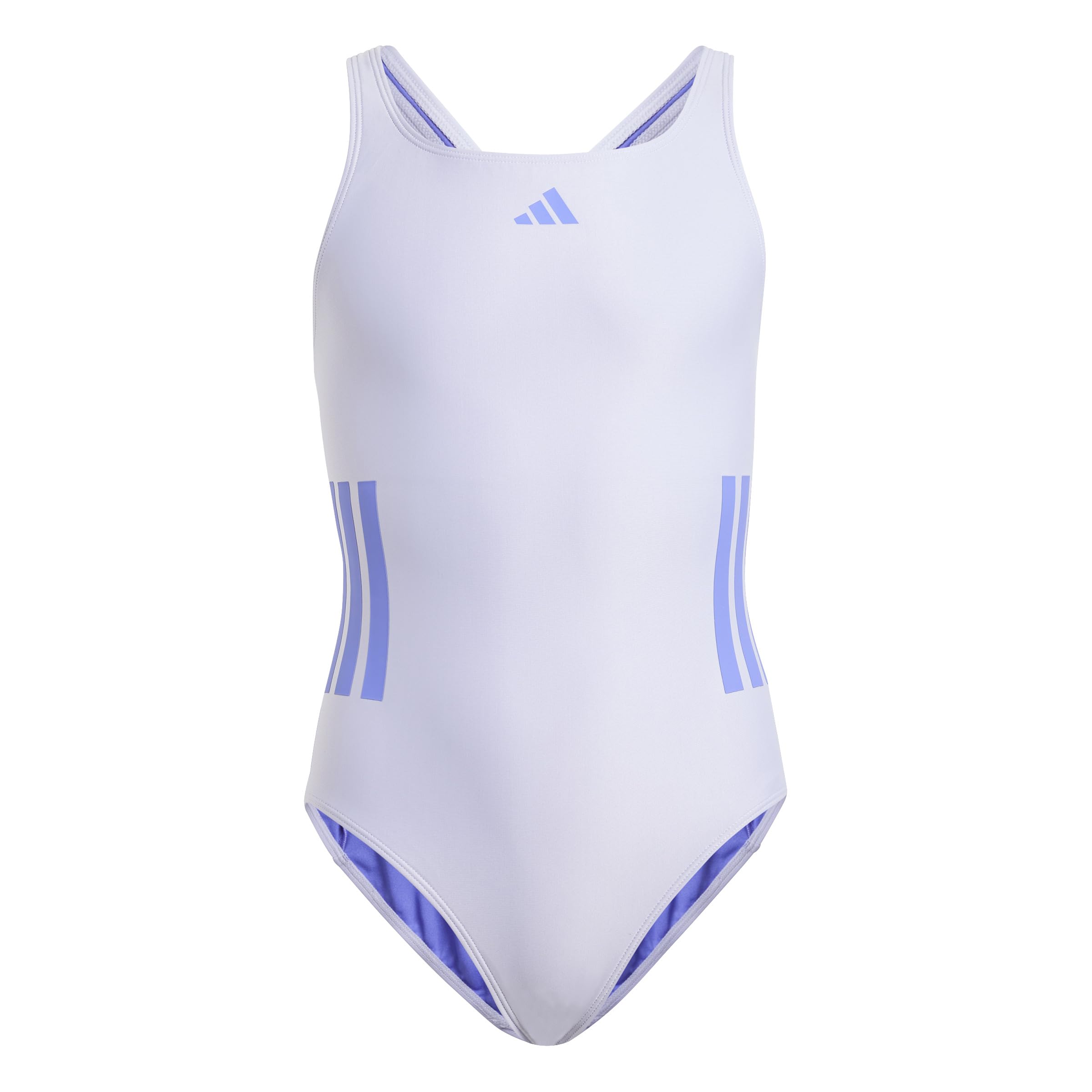 adidas Mädchen 3-Stripes C-Back Swimsuit, Violet Tone/Cobalt Blue, 4-5 Years