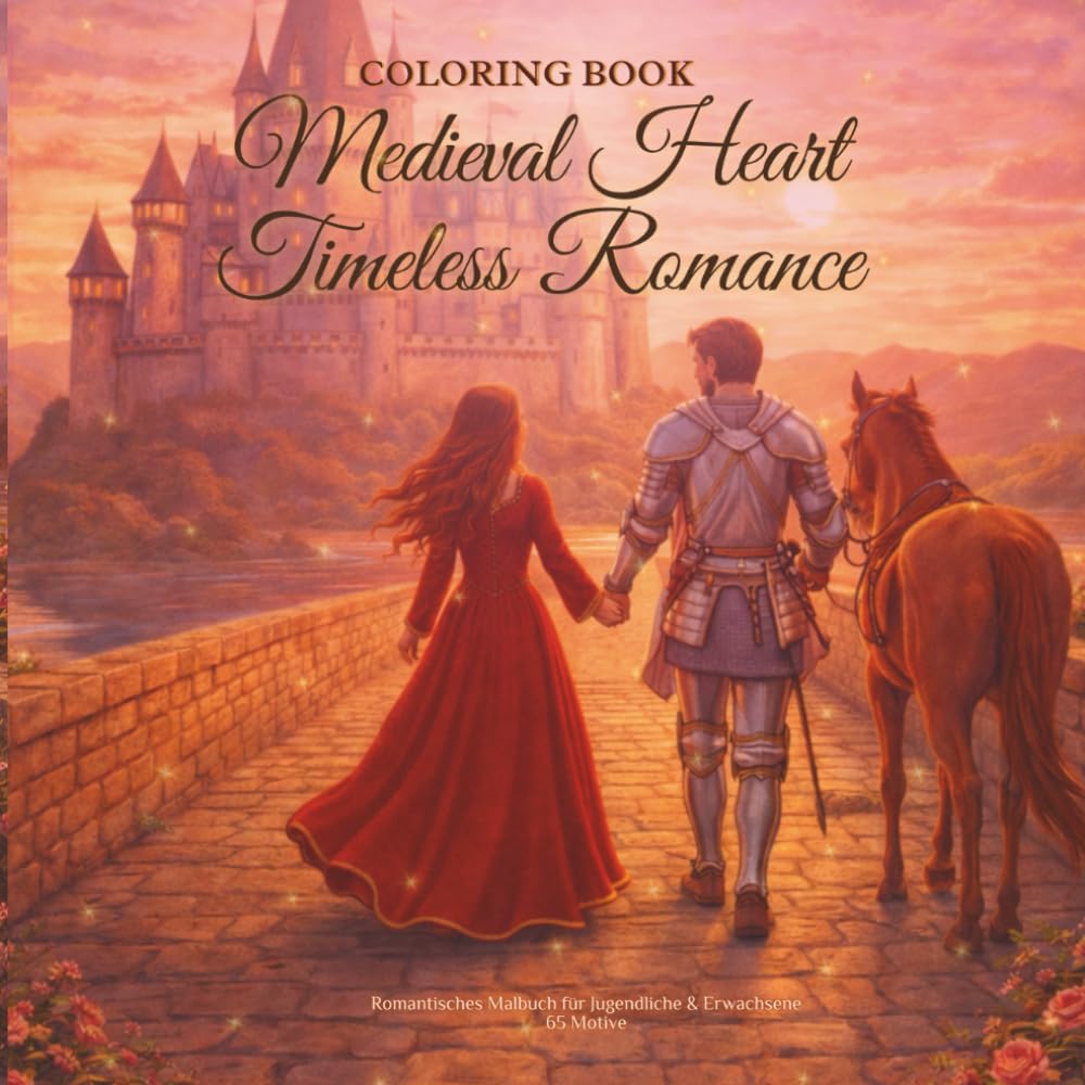 Coloring Book Medieval Heart - Timeless Romance: Romantisches Malbuch für Jugendliche & Erwachsene - 65 Motive - Mittelalter Ästhetik - Cozy - Endspannend - kreative