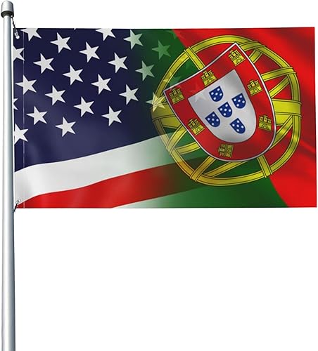 Bandera de Portugal y Estados Unidos, 3 x 5 pies, colores vivos y resistentes a la decoloración UV, banderas de pared para interiores y exteriores