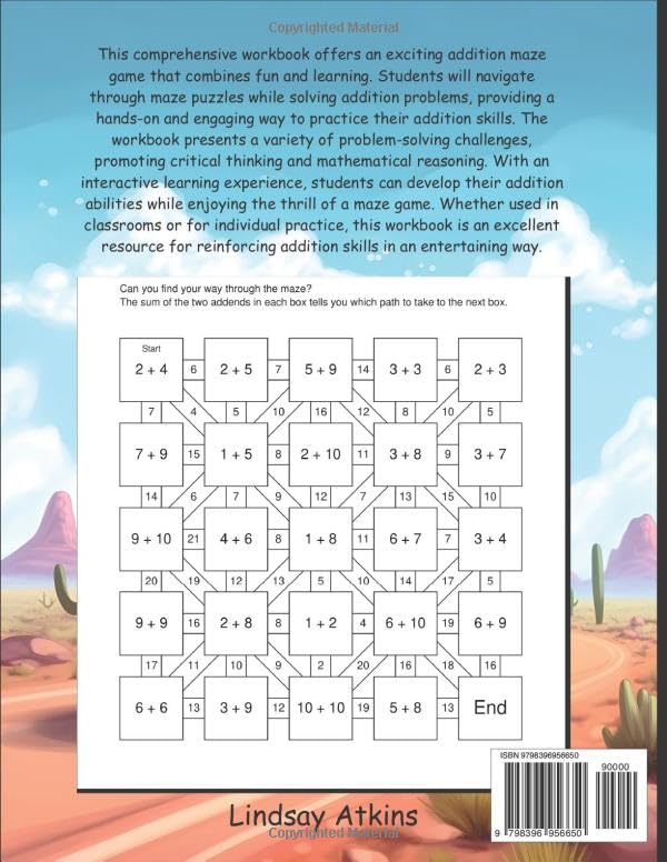 Miniatura 2 de Road Trip! Addition Maze Game 100 Worksheets Interactive Addition Maze Game for Skill-Building Fun