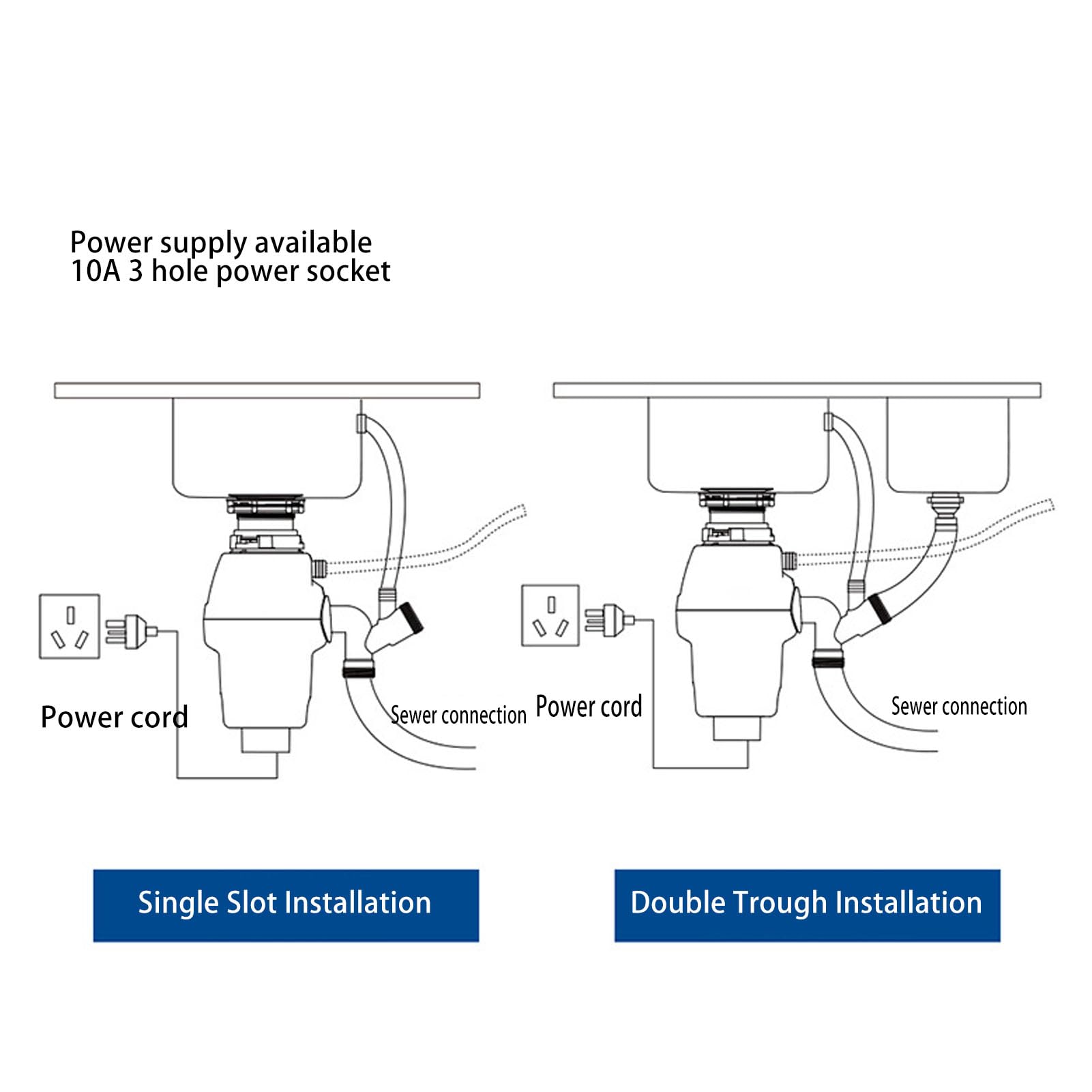 Fockety Trituradores de Basura, Triturador de Residuos de Alimentos de 3800r/min, Molinillo de Acero Inoxidable con Protección contra Sobrecarga para Cocina, Moler (Enchufe de la UE 220V)
