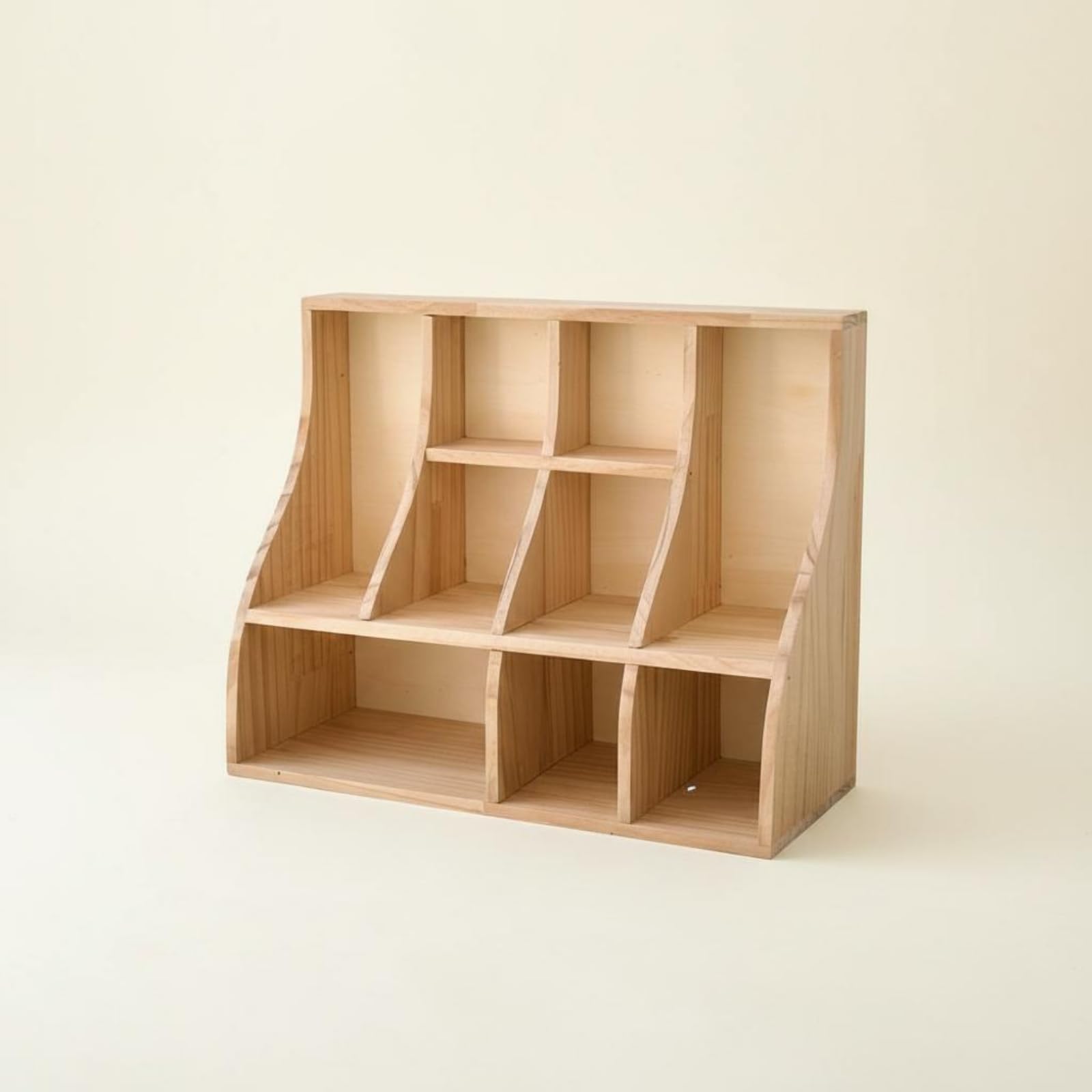 Organizzatore da Scrivania in Legno Divisori Curvi Organizer Scrivania Ripiani Verticale Arredo, Legno Naturale