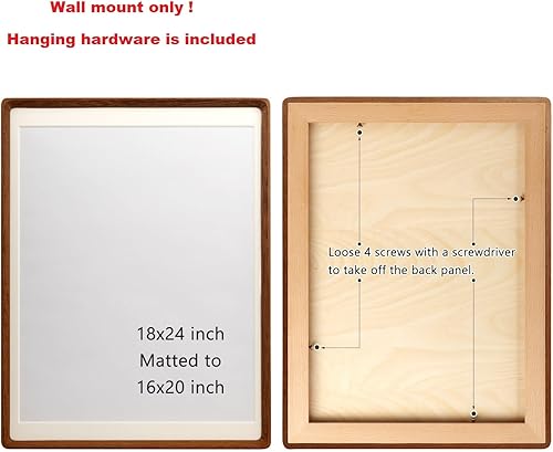 Miniatura 4 de Marcos de fotos de madera natural inspirados en el marco de fotos de mesa con paspartú, pantalla vertical u horizontal (nogal, 18 x 24 pulgadas mate