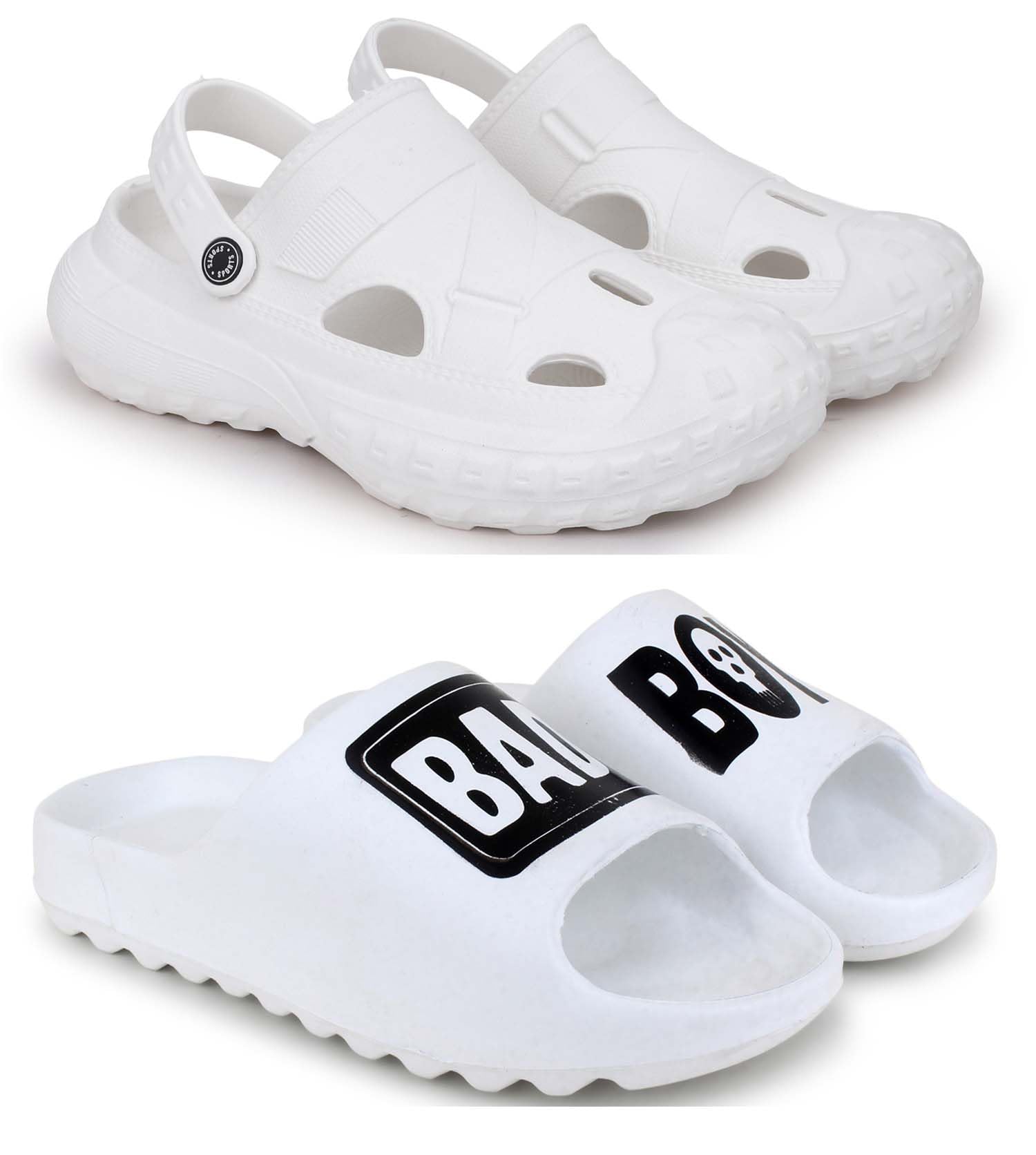 Combo Pack of 2 Slipper/Flip Flops/Slides/Clogs/Sandals for Men,(Cl-1200-White,Y-B-Boy-White),10 (UK/India)-image-41