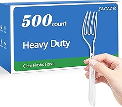 SACATR 500 Count Heavy Duty Clear Plastic Forks,BPA-Free,Heat Resistant Disposable Plastic Forks Bulk, Solid Durable Premium Cutlery for Parties, Events and Everyday Use