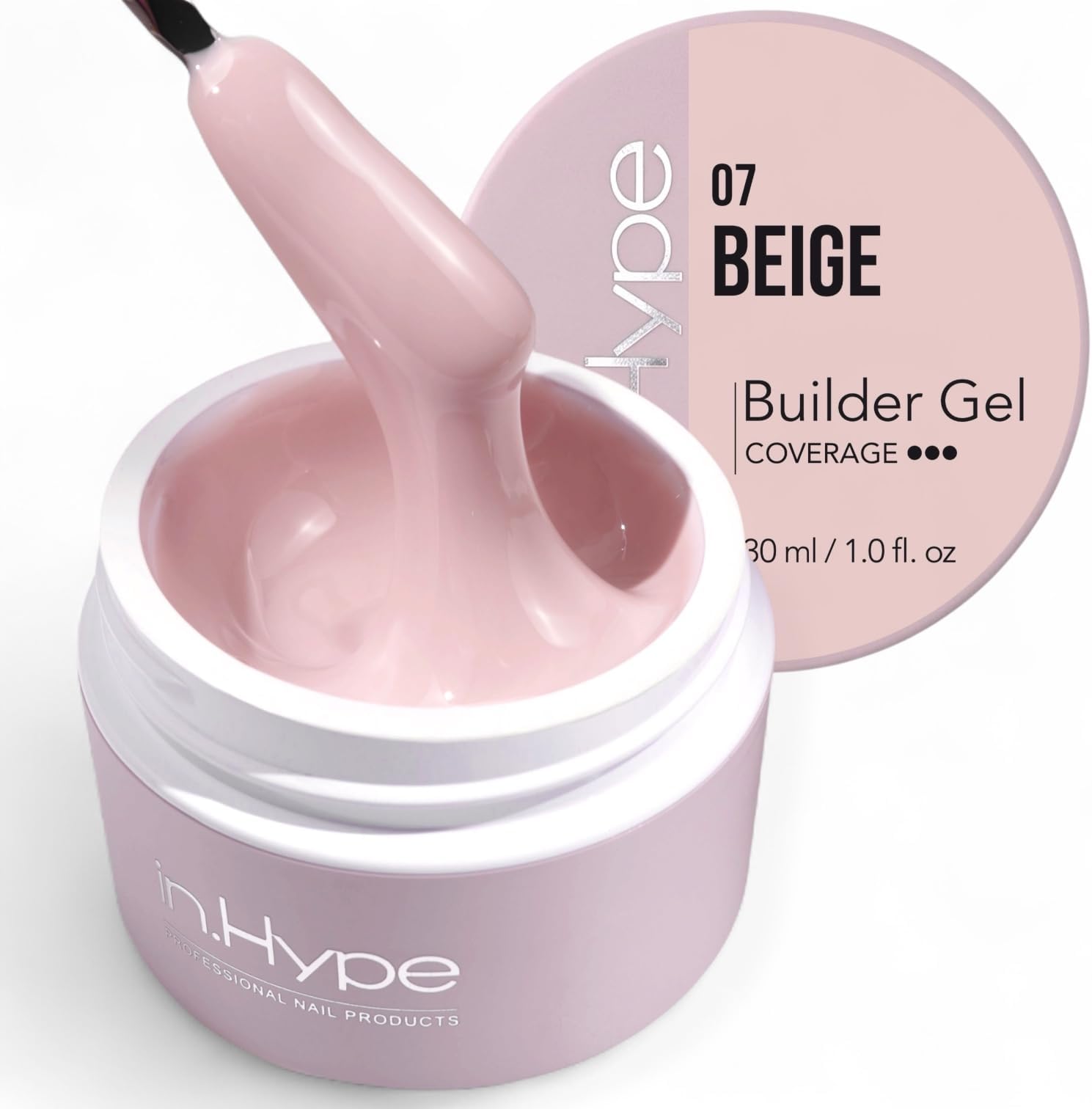 IN.HYPE UV/LED Hard Builder Gel for Nail Extension/Strengthening Beige #7. Sculpting color uv gel.