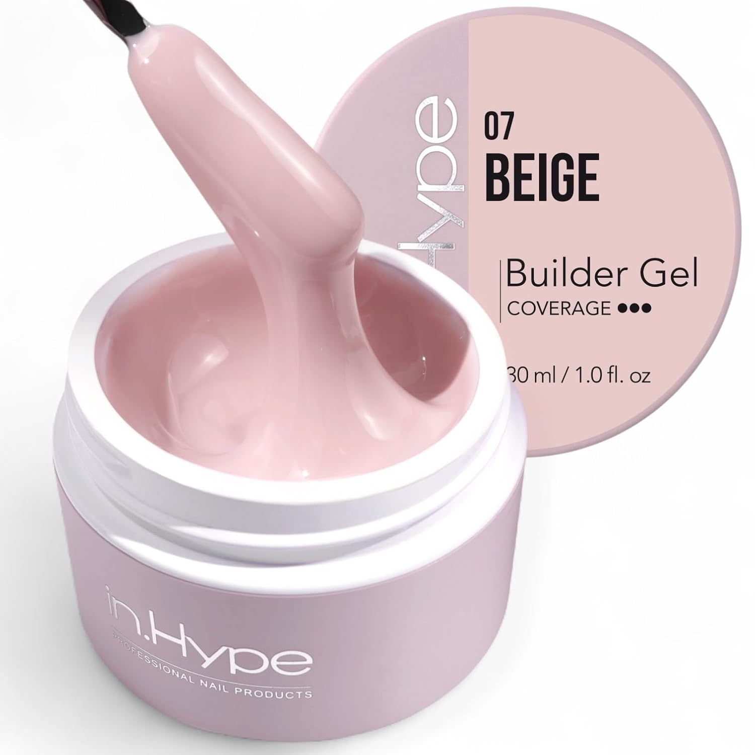 IN.HYPE UV/LED Hard Builder Gel for Nail Extension/Strengthening Beige #7. Sculpting color uv gel.