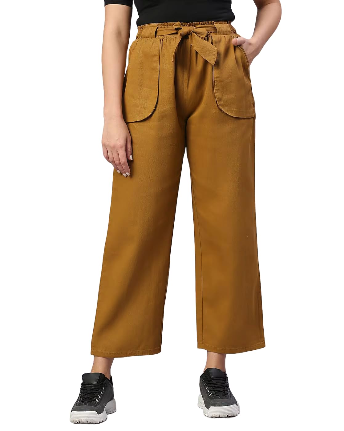 twge Women's High Waist Wide Leg Jeans - Single Button, Stretchable Denim Pants - Ankle Length - Stylish Casual Wear-picture-15