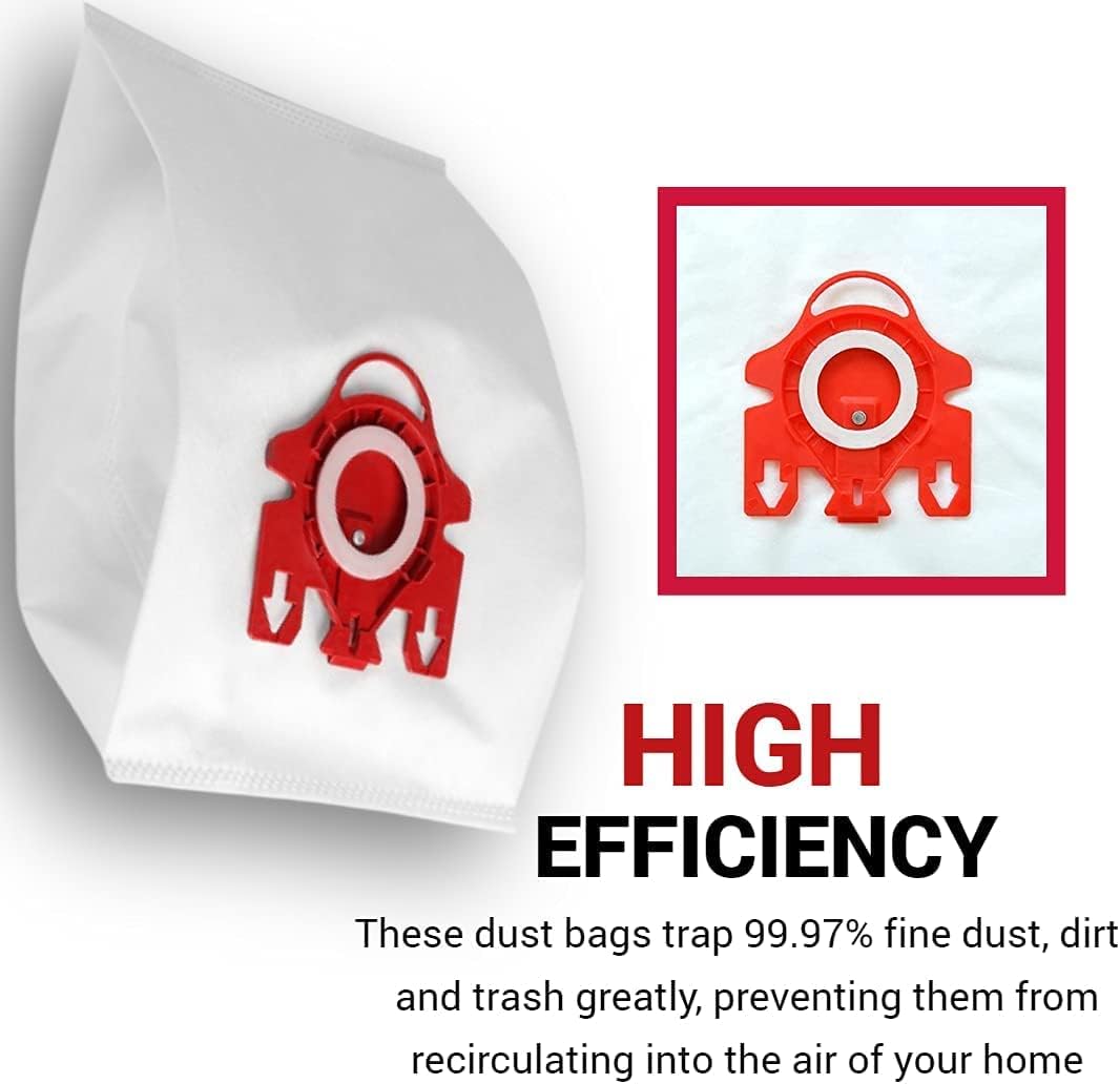 Compatible Replacement for Miele FJM Vacuum Bag Type FJM, 8 Packs AirClean 3D Efficiency Dust Bag, Compact C1 C2 S Series Bags (8 & 2 Filters)