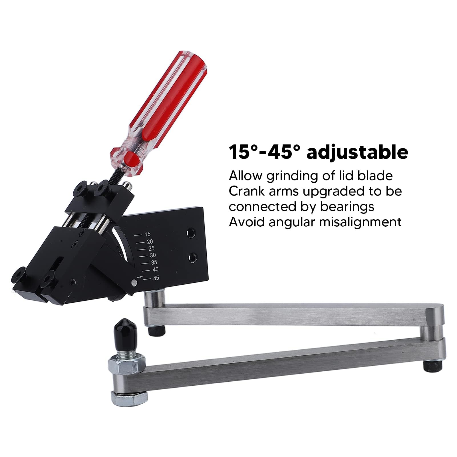 Afilador de cuchillas para cortacésped, herramienta de afilado de cuchillas para cortacésped ajustable de 15°-45°, kit de herramientas de soporte equilibrador de afilado portátil profesional