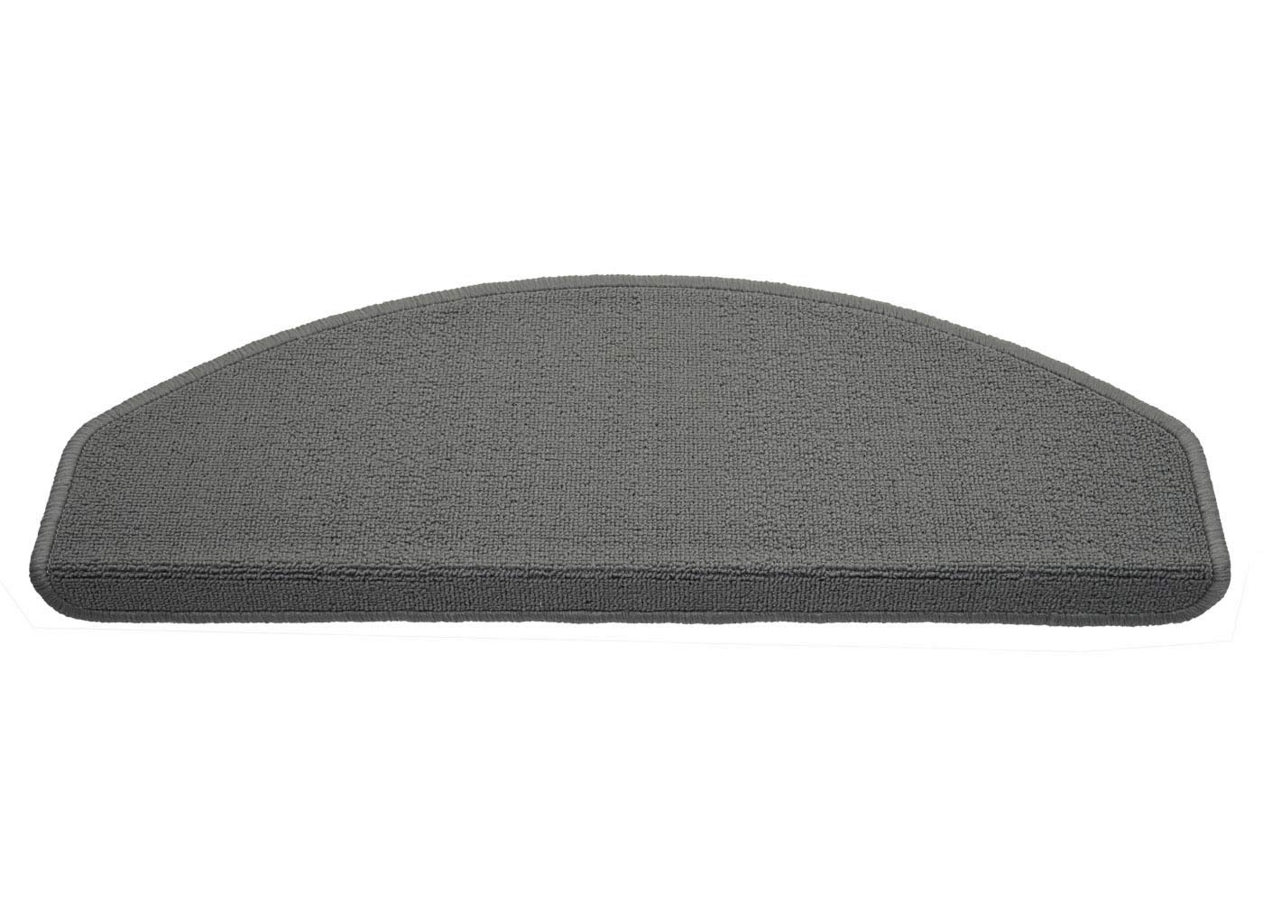 Mendler 15er-Set Stufenmatte HWC-G49 65x25cm - halbrund, grau | Treppenteppich, Treppenschutz, Treppenmattenset