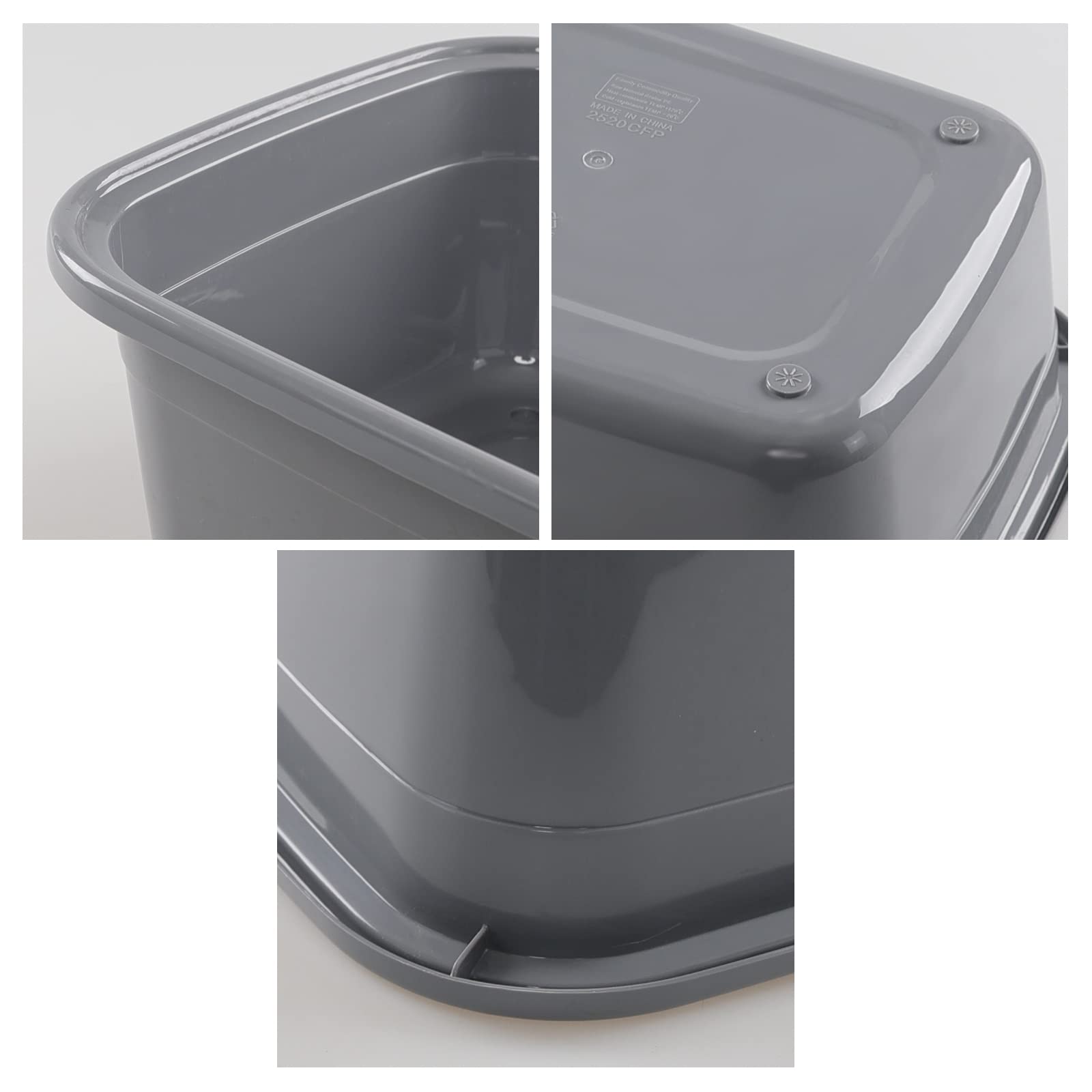 Ramddy Paquete de 4 cuencos rectangulares para lavar platos, color gris, tamaño grande