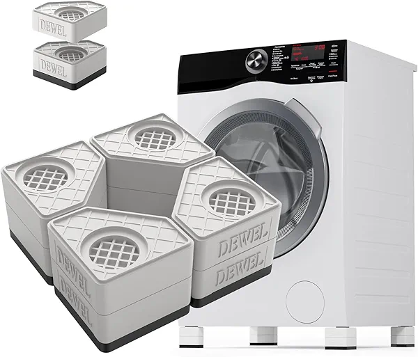 SEISSO Anti Vibration Pads for Washing Machine, Washer and Dryer Pedestals Increase Height 3.14". Double Height Washing Machine Pads for Anti Vibration Slip, Protect Laundry Room Floor (White)