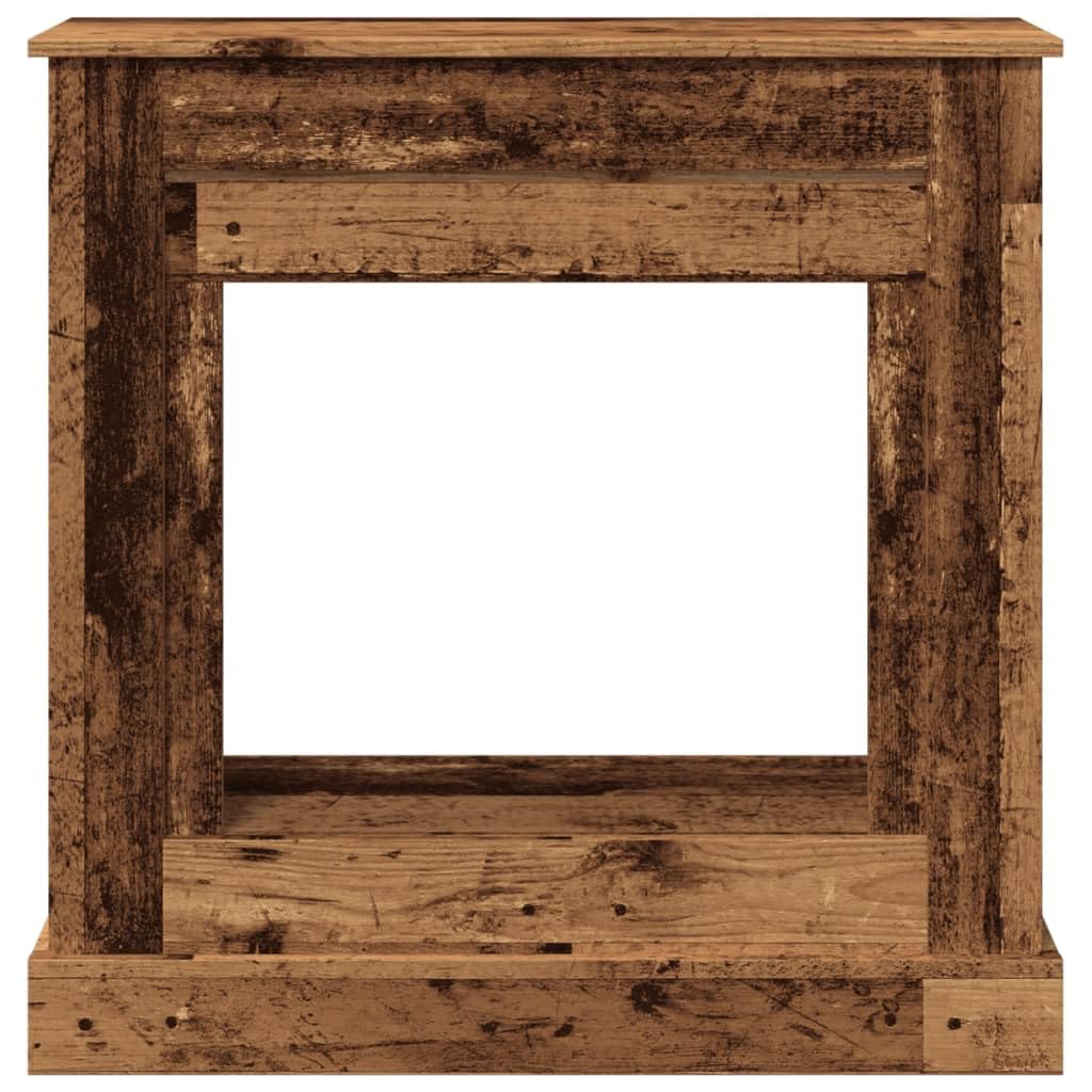 Cornice per Camino, Design Rustico con Ripiano Funzionale 90x30x90 cm in Truciolato Legno Antico, Cornice Esterna 84x28,5x78,5 cm e Interna 57x25,5x48,5 cm, Supporto per Fiamma LED per Soggiorno