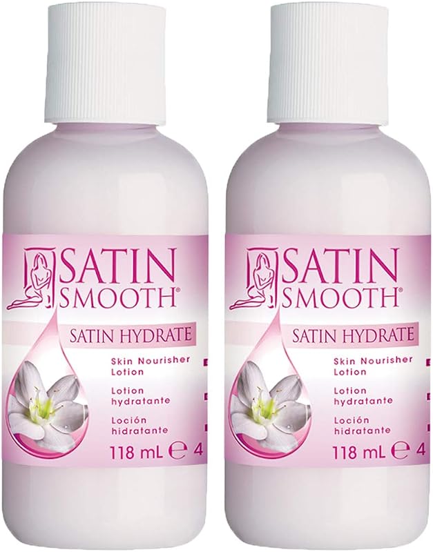 Loção hidratante Satin Smooth Hydrate Skin Nourisher, branca, cuidados pós-depilação, Pacote com 2