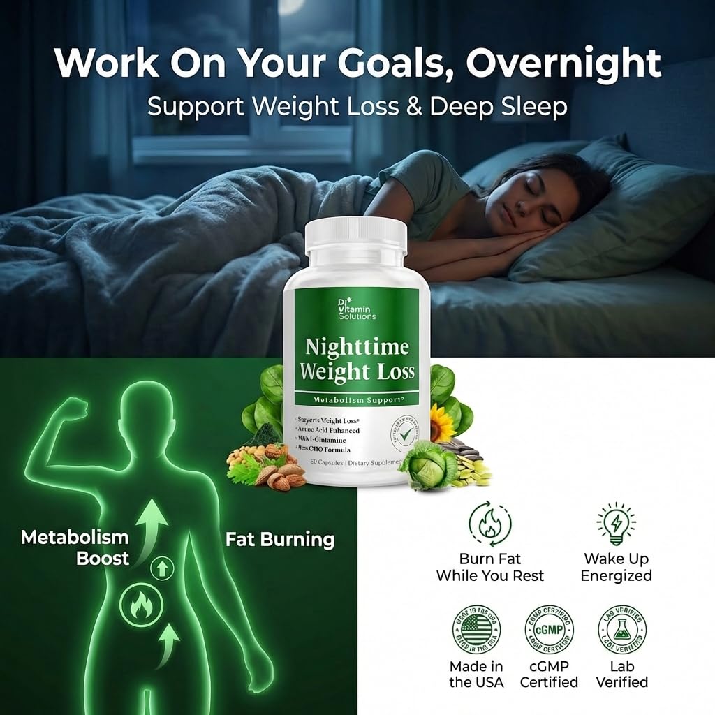 Nighttime Fat Burner Supplements - Appetite Suppressants for Weight Loss - Night-Time Fat Burner for Women and Men Supporting Sleep & Relaxation - Weight Loss Pills - 60 Capsules