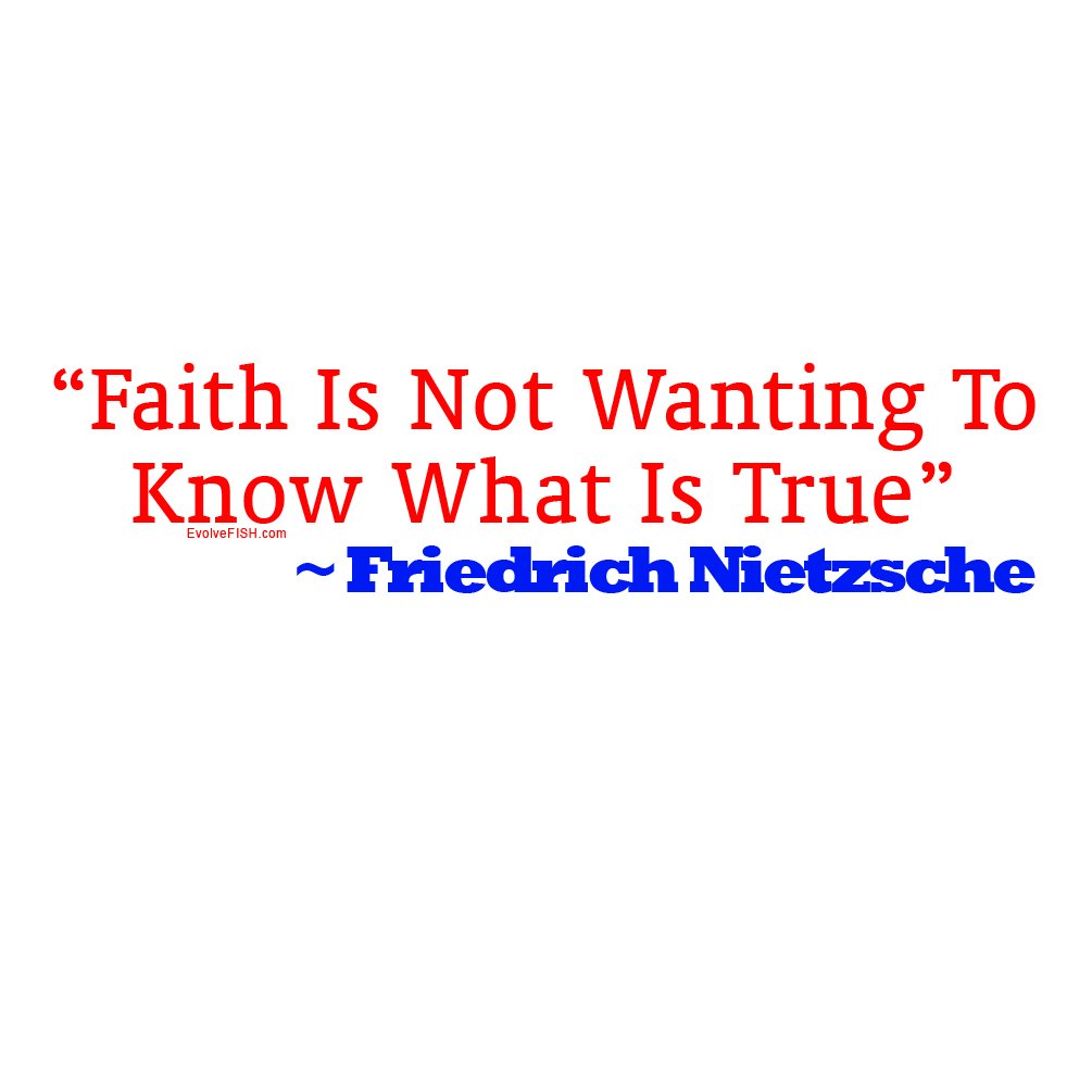 Pegatina Faith is Not Wanting to Know de EvolveFISH para Evitar el Desgaste en el Coche
