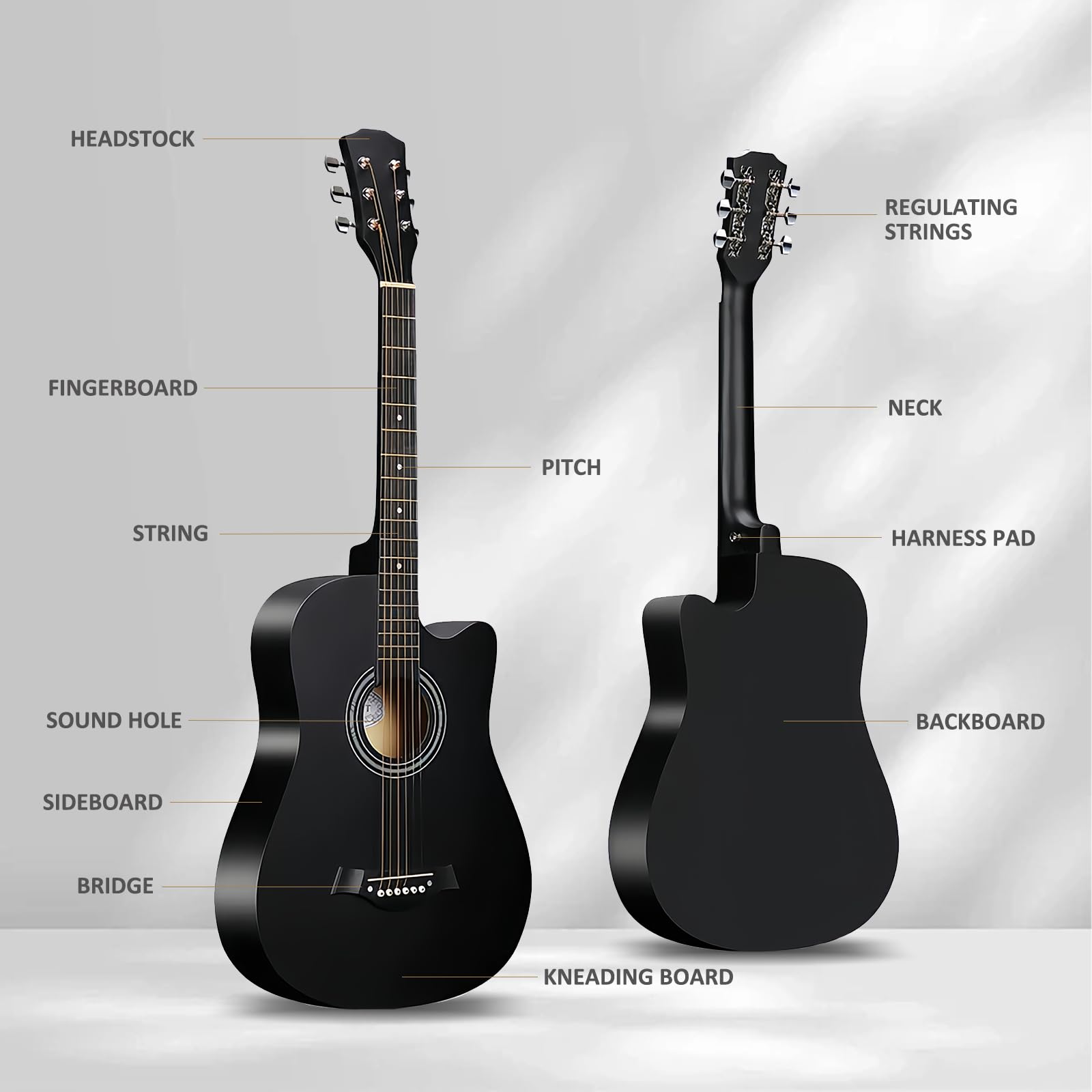 Amazon.com: 38'' Wood Acoustic Guitar for Adults, 6 Steel-String