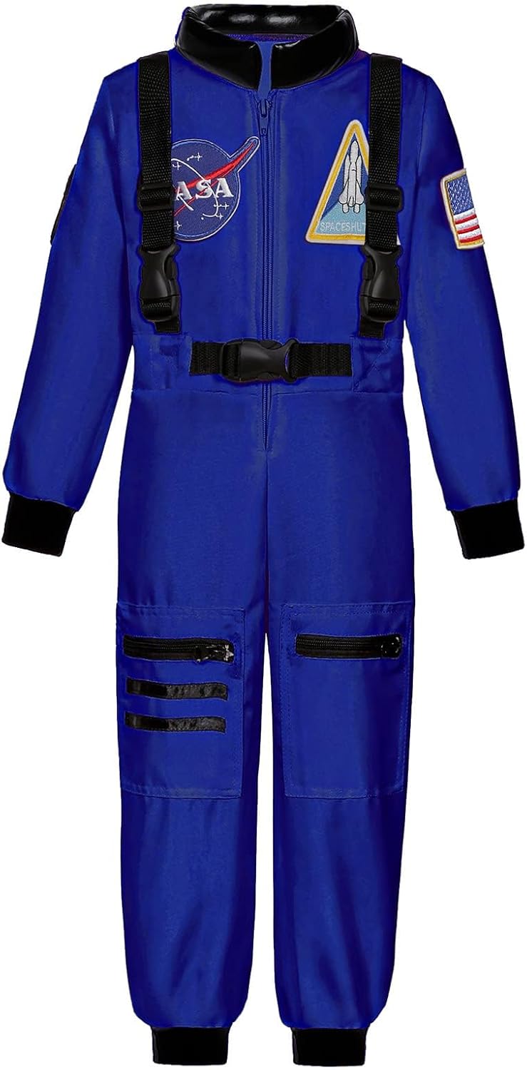 astronaut costume for kids space pilot toddler boys birthday halloween costumes blue 5-7 years