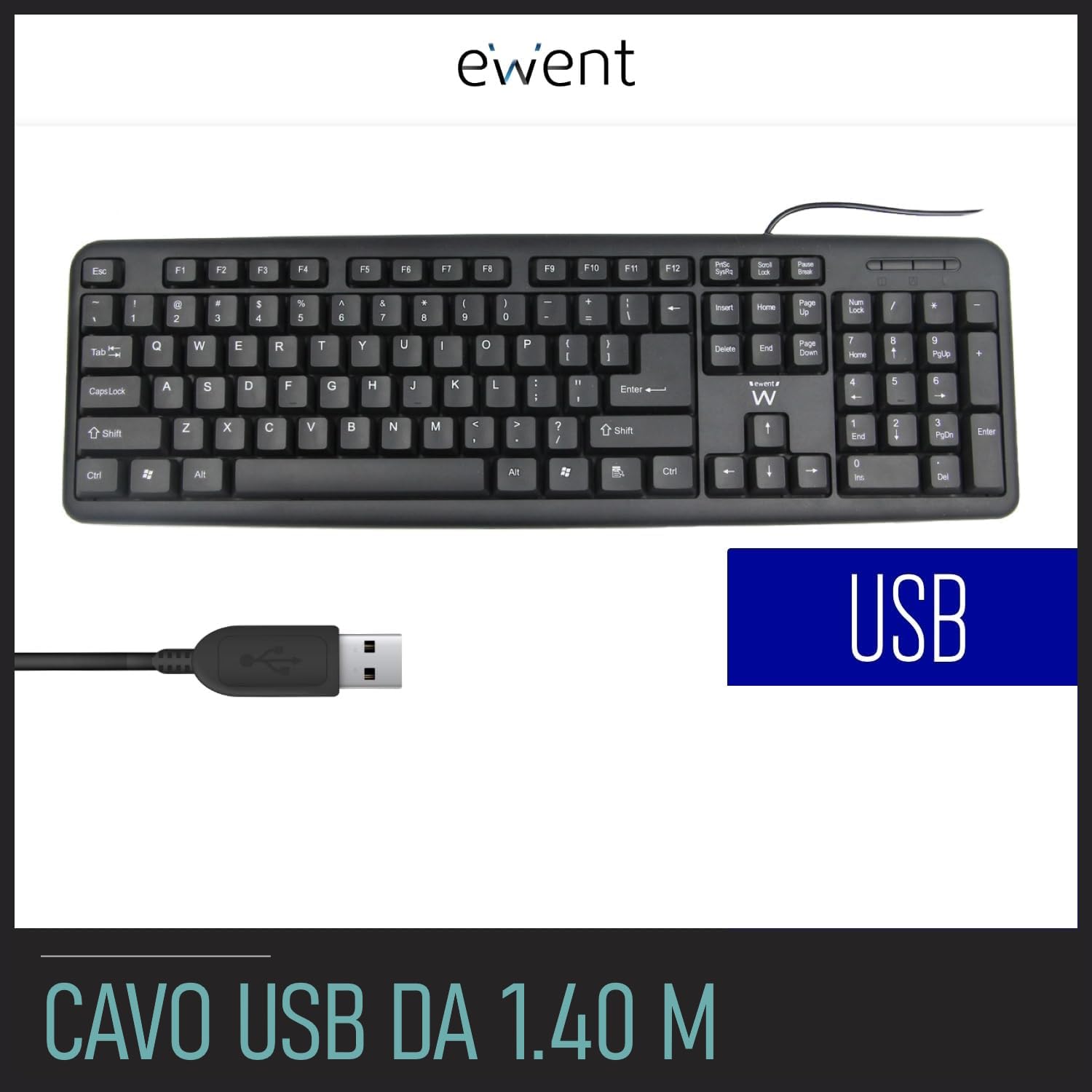 ADJ Pure Evo KT108 Set Tastiera E Mouse Cablati USB - Layout Italiano QWERTY, 113 Tasti, Mouse Ergonomico 3600DPI, Silenzioso Per PC/Laptop