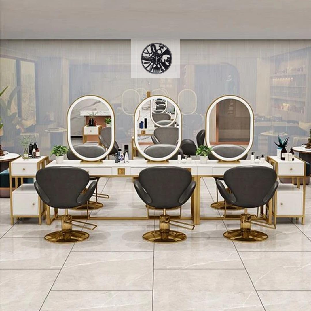 Hair Salon Barber Shop Wall Clock Decor Unique 12� Acrylic Antic & Trending Design | Black & White | CL-033 2
