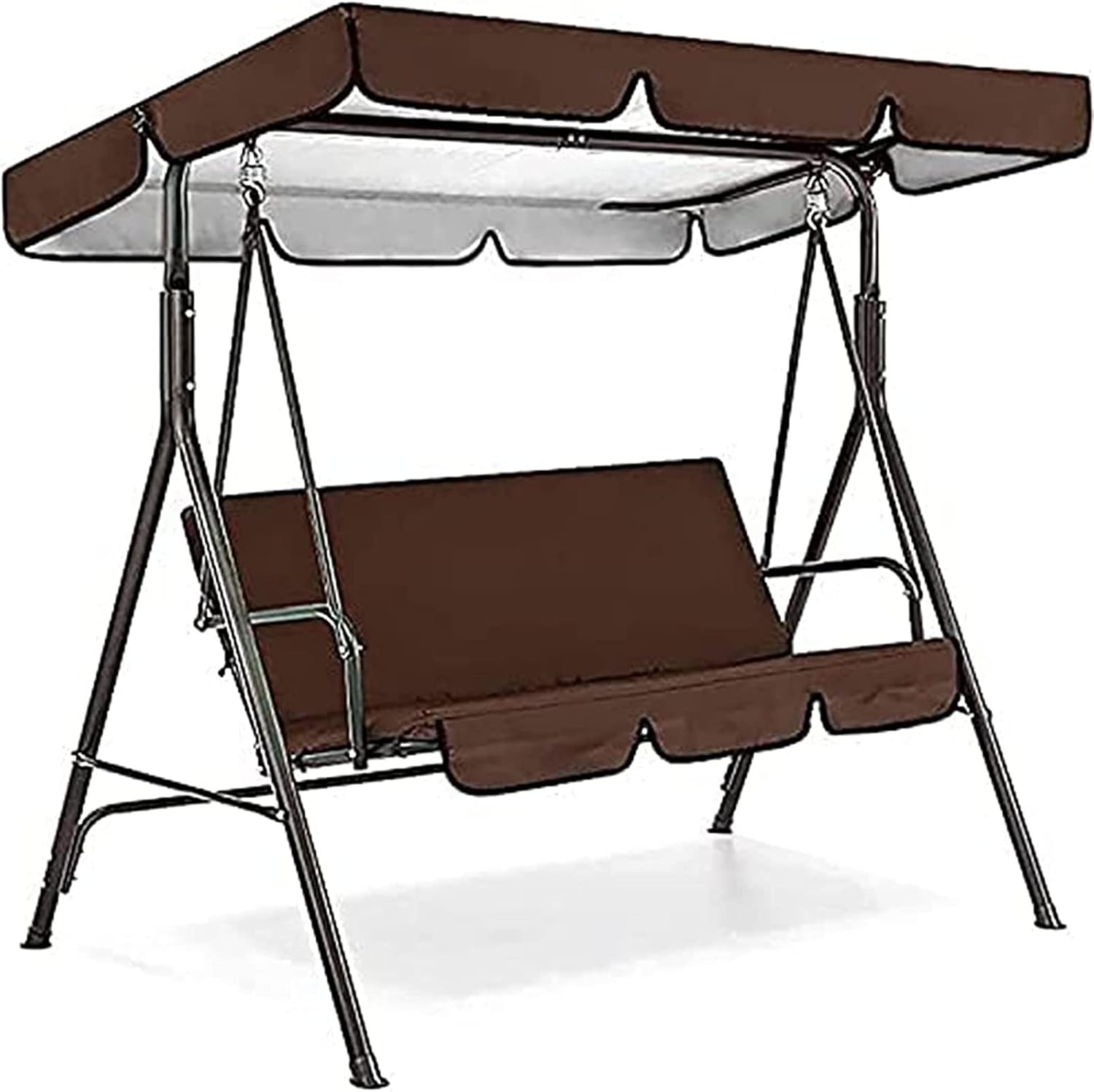 Patio Swing Cushion Cover Set Replacement Canopy Cover + Swing Seat Cover Waterproof 210D Oxford Awning Sun Shade Windproof Anti-Uv Garden Hammock Canopy Set (142x120x18cm/56x47x7'',Beige)