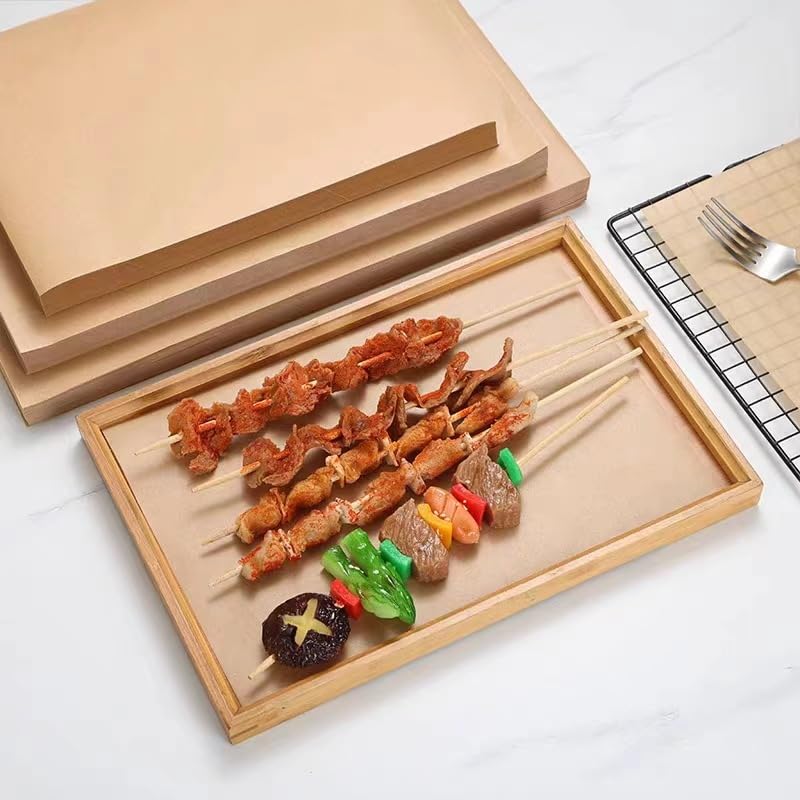 200 Stück 60 x 40 cm fettdichtes Kraft-Wachspapier für Korbeinlagen, Lebensmittel, Sandwich-Geschenkpapier