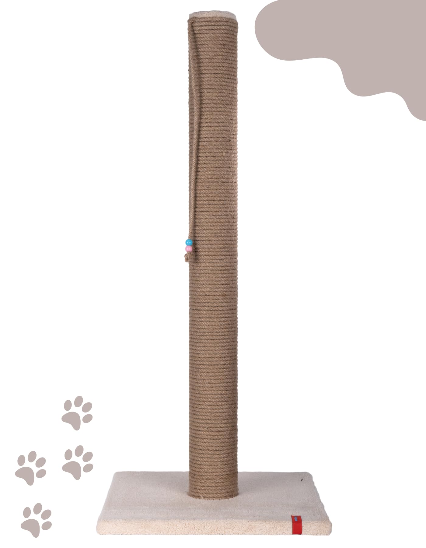 90cm Catnipli Kalın Borulu Dev Tırmalama Tahtası Krem