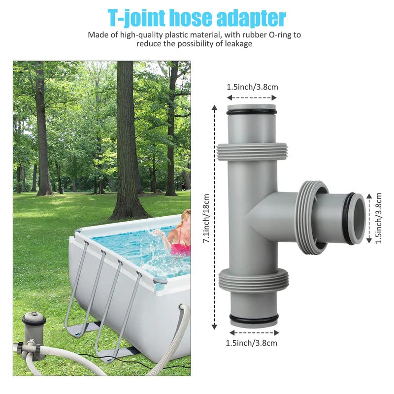 UQTUKO Connettore per tubo flessibile da 38 mm, spina a 2 vie, set di collegamento per piscina Intex Coleman, adattatore per piscina da 38 mm per pompe Intex, accessori per tubi, adattatore