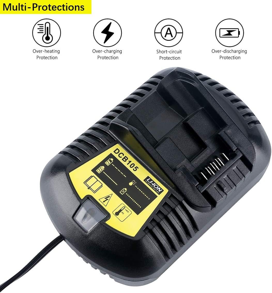 Swidan DCB105 Li-ion 12V/20V/60V MAX Battery Charger for Dewalt 12Volts 20volts DCB101 DCB112 DCB115 DCB203 DCB204 DCB205 DCB206 DCB606 DCB609 DCB612 Cordless Power Tool Battery Packs : Tools & Home Improvement