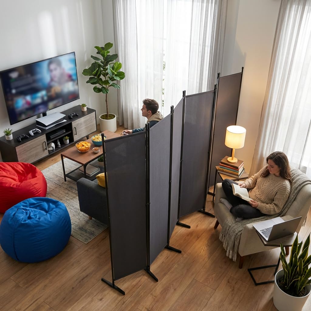 UISEBRT Trennwand Raumteiler innen,Paravent Outdoor wetterfest stabil mit Heringen & Abspannleinen,Raumtrenner Spanische Wand sichtschutz Balkon Garten
