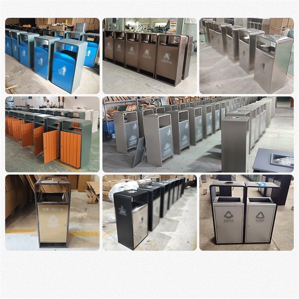 Grande contenitore per rifiuti Cestino gettacarte for interni/esterni Cestino gettacarte quadrato grande in metallo con apertura laterale, Cestino gettacarte commerciale moderno con posacenere Patio