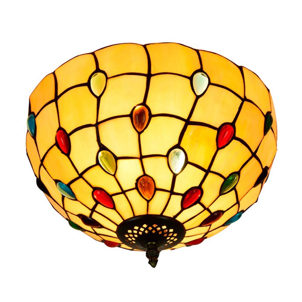 Lámpara de techo rústica antigua E27 con 2 luces y 30 cm de diámetro para interiores.