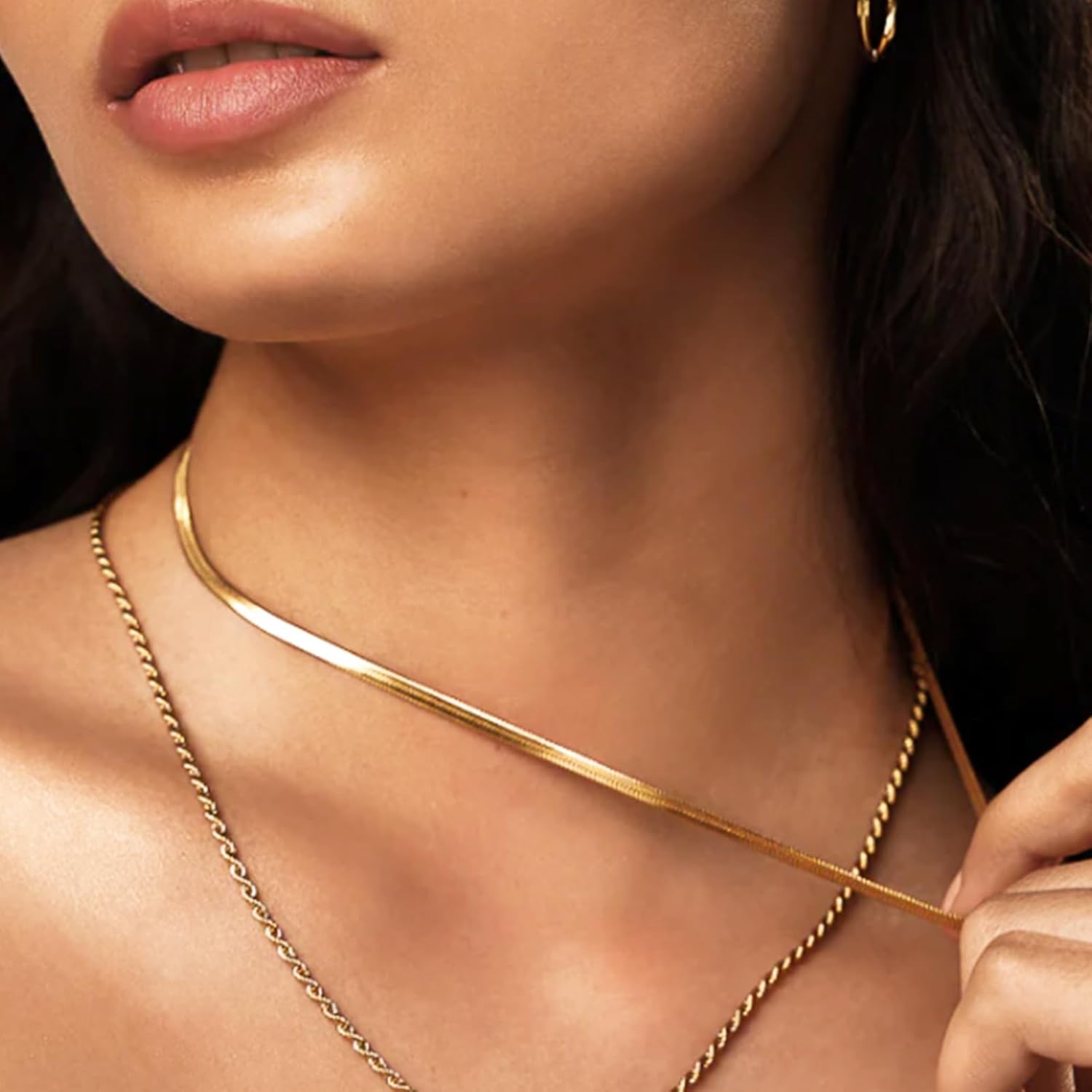 Fashion Necklace, White Gold and 18K Gold Plated Necklaces, Snake Chain, Rope Chain.Best Gift for Woman(16-18in) - Image 2