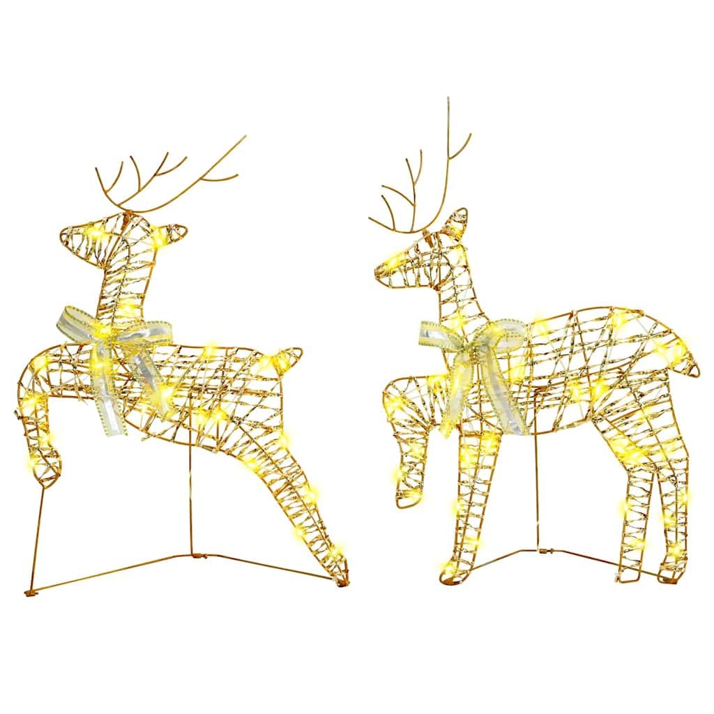 4er Set LED Rentiere Weihnachtsdeko Gold 80 LEDs USB Betrieb für Innen und Außenbereich 65,5 cm Deko Rentier Figur