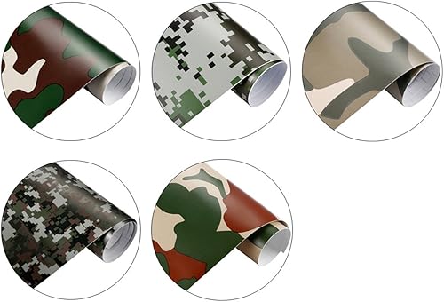 Miniatura 4 de Queenbox Rollo de vinilo autoadhesivo para automóvil, diseño de camuflaje militar, 11.8 x 39.4 in, hecho a mano, amarillo militar