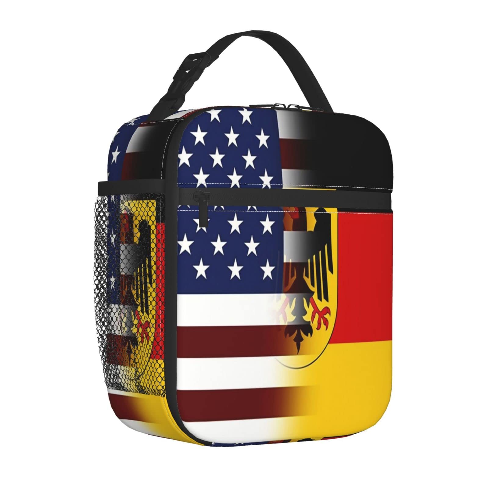 FYCFSLMY American German Flag Outdoor Insulated Lunchbox Reusable Picnic Cooler Bag For Women Men Work Travel Office