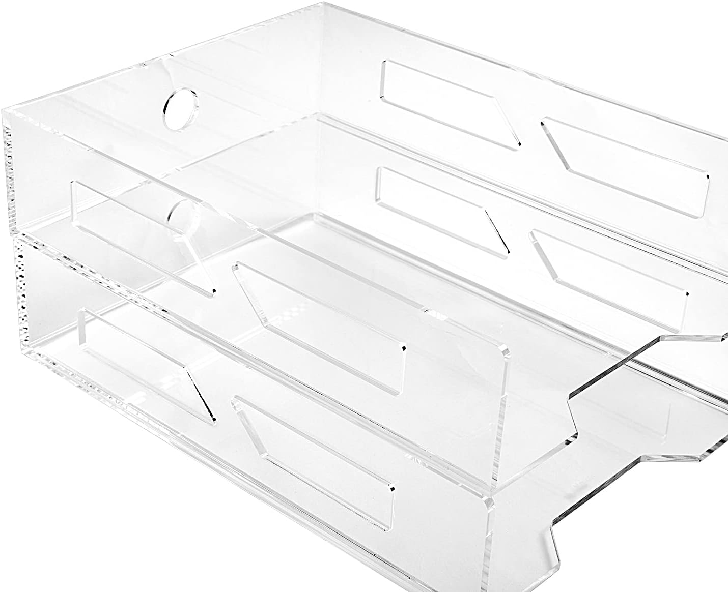 Acrylic Letter Tray Two-Tier A4 Size, Clear Stackable Paper Trays, File Paper Holder, Desktop File Organizer, Stackable Document Organizer, Workspace Letter Tray