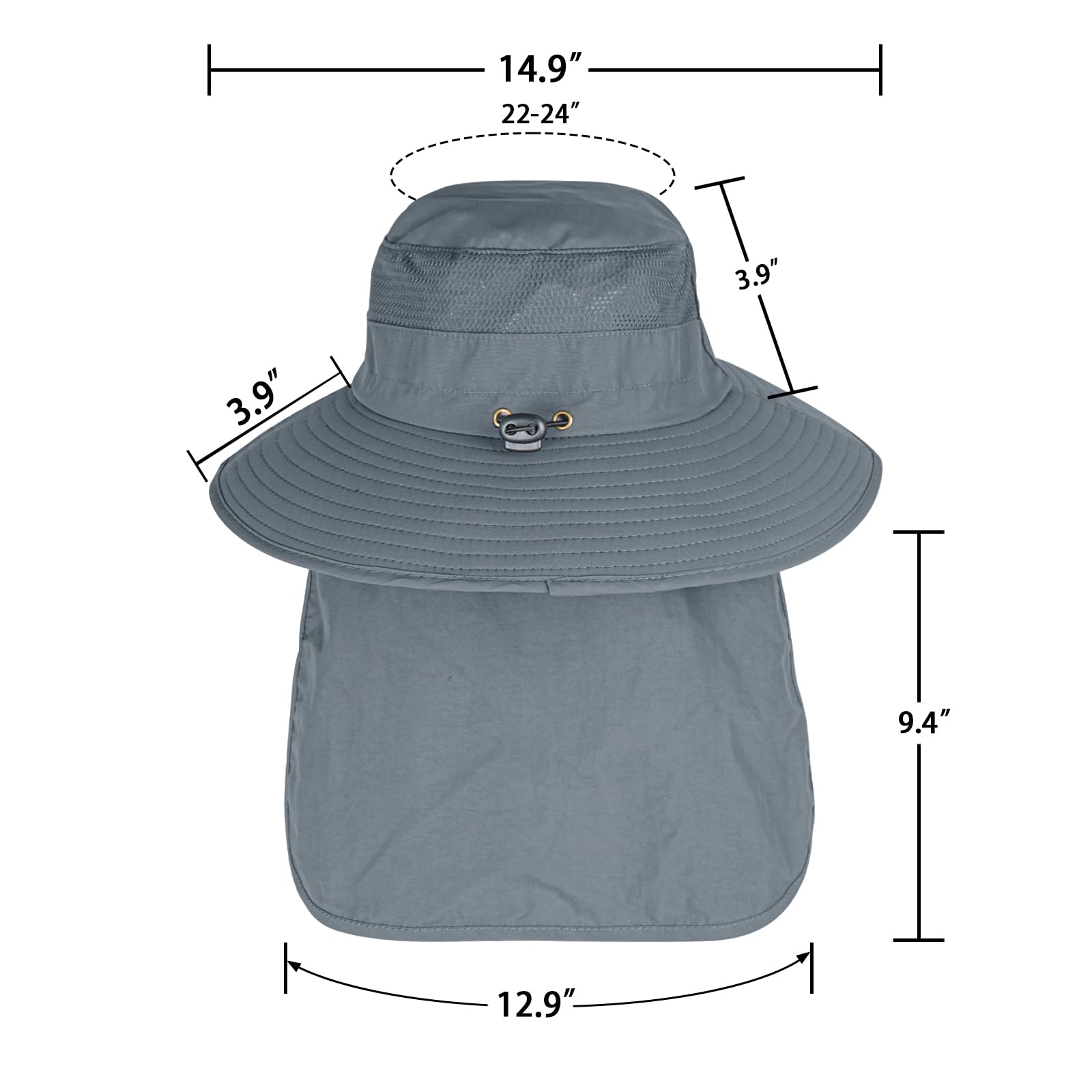 Rosoz Cappello da pescatore da uomo Safari, cappello da trekking da donna, cappello da pescatore UPF 50+, protezione UV con collo - 5