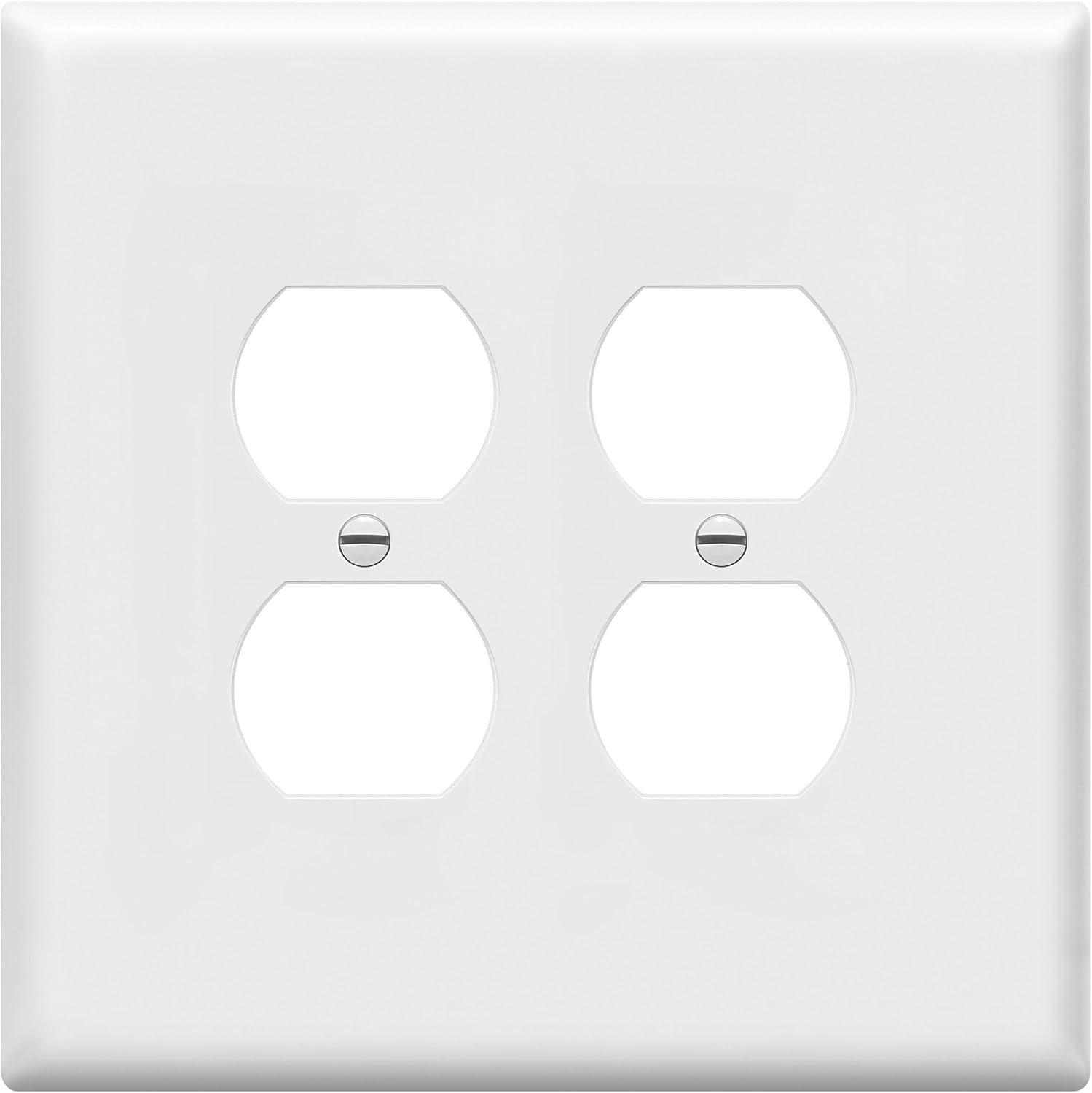 ENERLITES Jumbo Double Duplex Receptacle Cover, Two Gang Outlet Wall Plate, Gloss Finish, Oversized 2-Gang 5.5" x 5.5", Unbreakable Polycarbonate Thermoplastic, UL Listed, 8822O-W, White