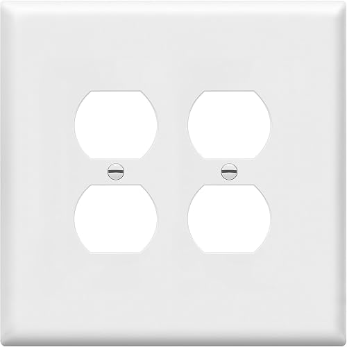 ENERLITES Jumbo Double Duplex Receptacle Cover, Two Gang Outlet Wall Plate, Gloss Finish, Oversized 2-Gang 5.5" x 5.5", Unbreakable Polycarbonate Thermoplastic, UL Listed, 8822O-W, White