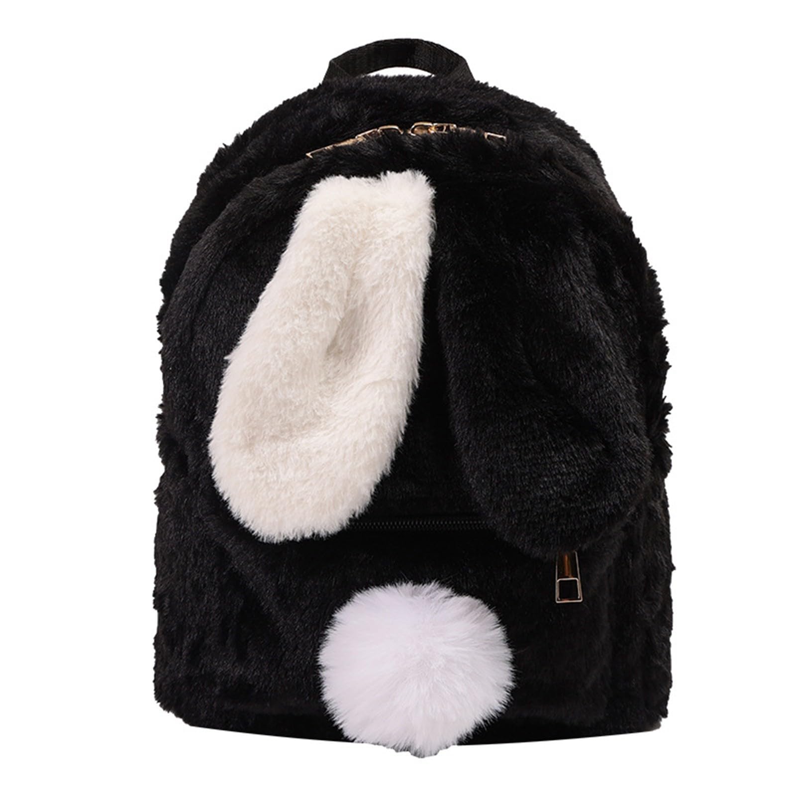 Personalised Children's School Backpack with Plush Rabbit, Suitable for Nursery, School and Middle School Backpacks Women's Faux Leather (Black, One Size)